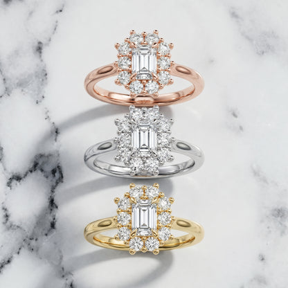Emerald Cut Lab Grown Diamond Ring in Rose Gold