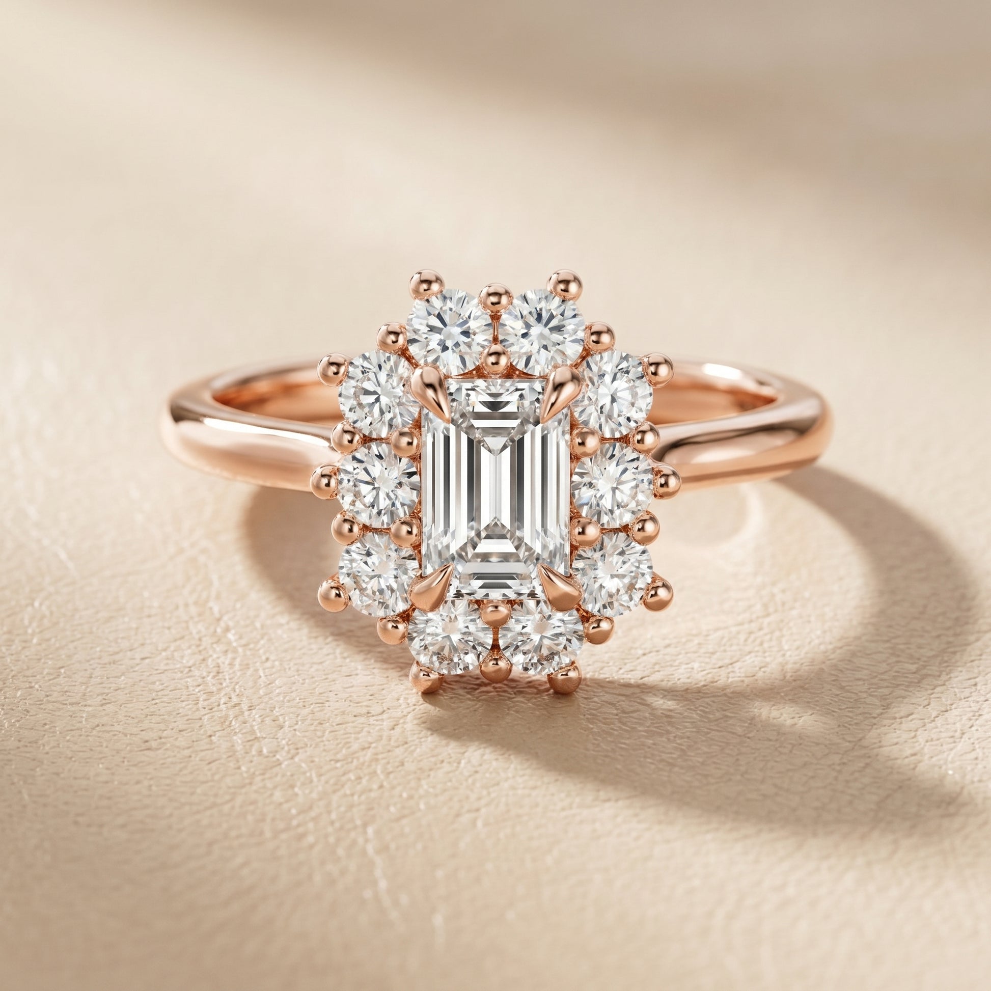 Emerald Cut Lab Grown Diamond Ring in Rose Gold