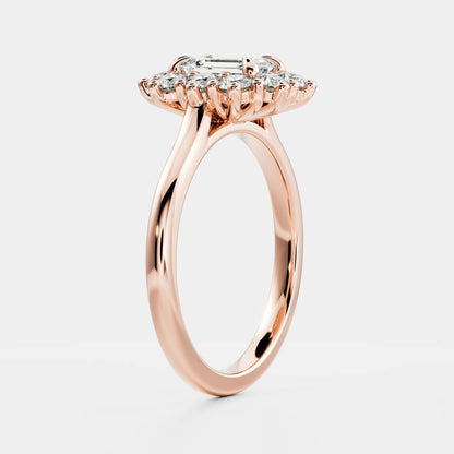 Emerald Cut Lab Grown Diamond Ring in Rose Gold