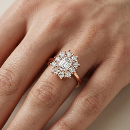 Emerald Cut Lab Grown Diamond Ring in Rose Gold