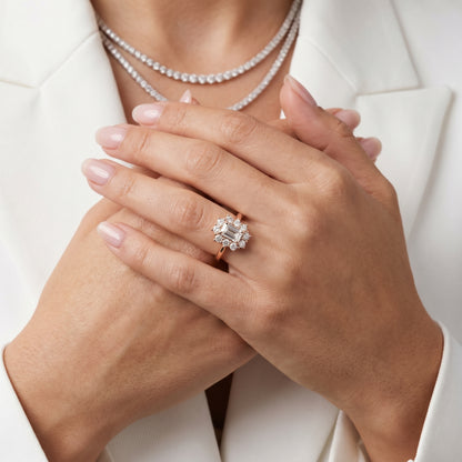 Emerald Cut Lab Grown Diamond Ring in Rose Gold