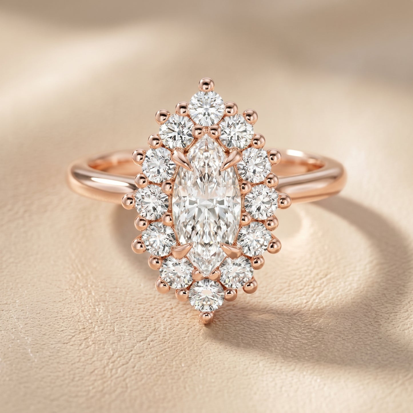 Marquise Cut Lab Grown Diamond Ring in Rose Gold