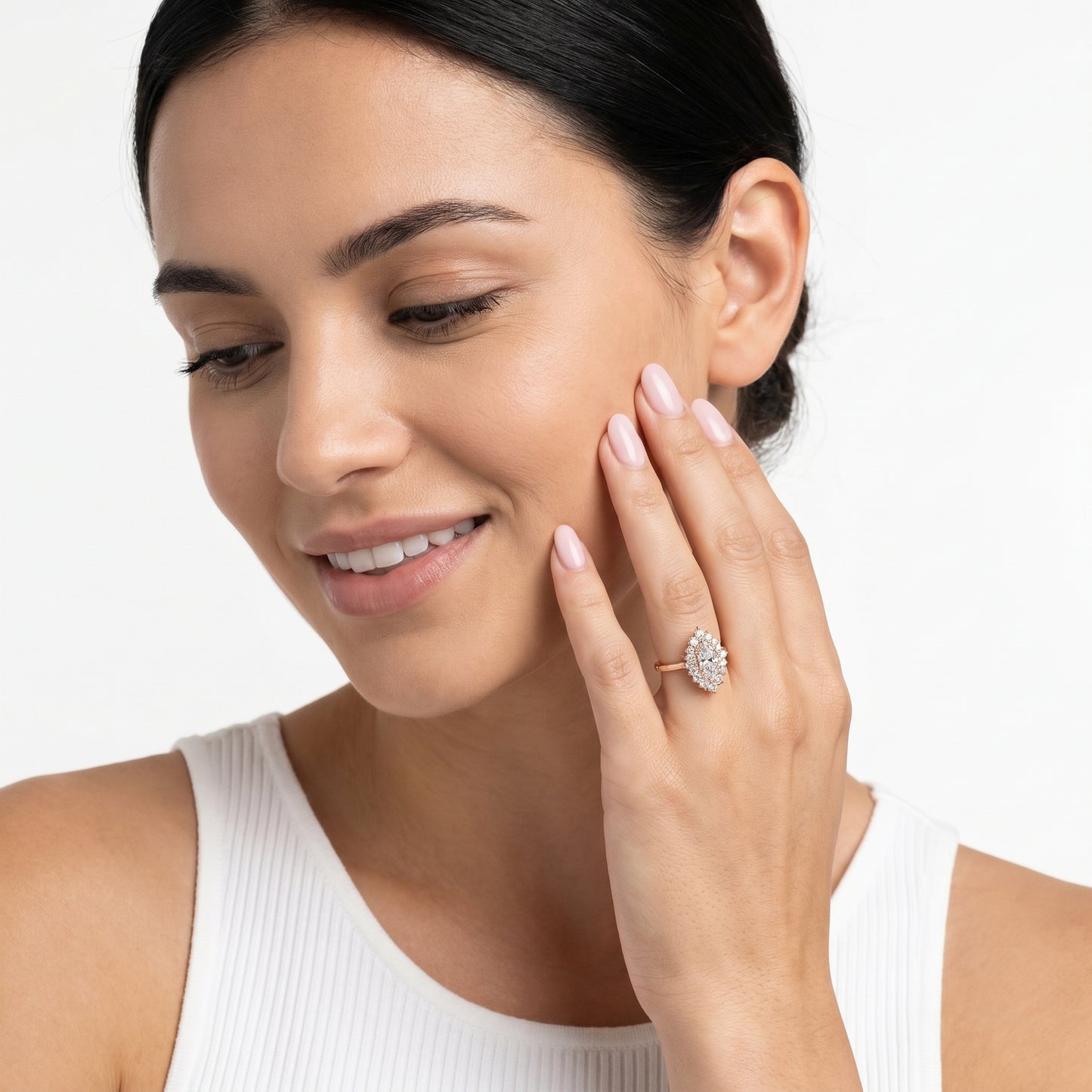 Marquise Cut Lab Grown Diamond Ring in Rose Gold