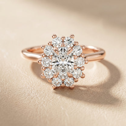 Oval Cut Lab Grown Diamond Ring in Rose Gold
