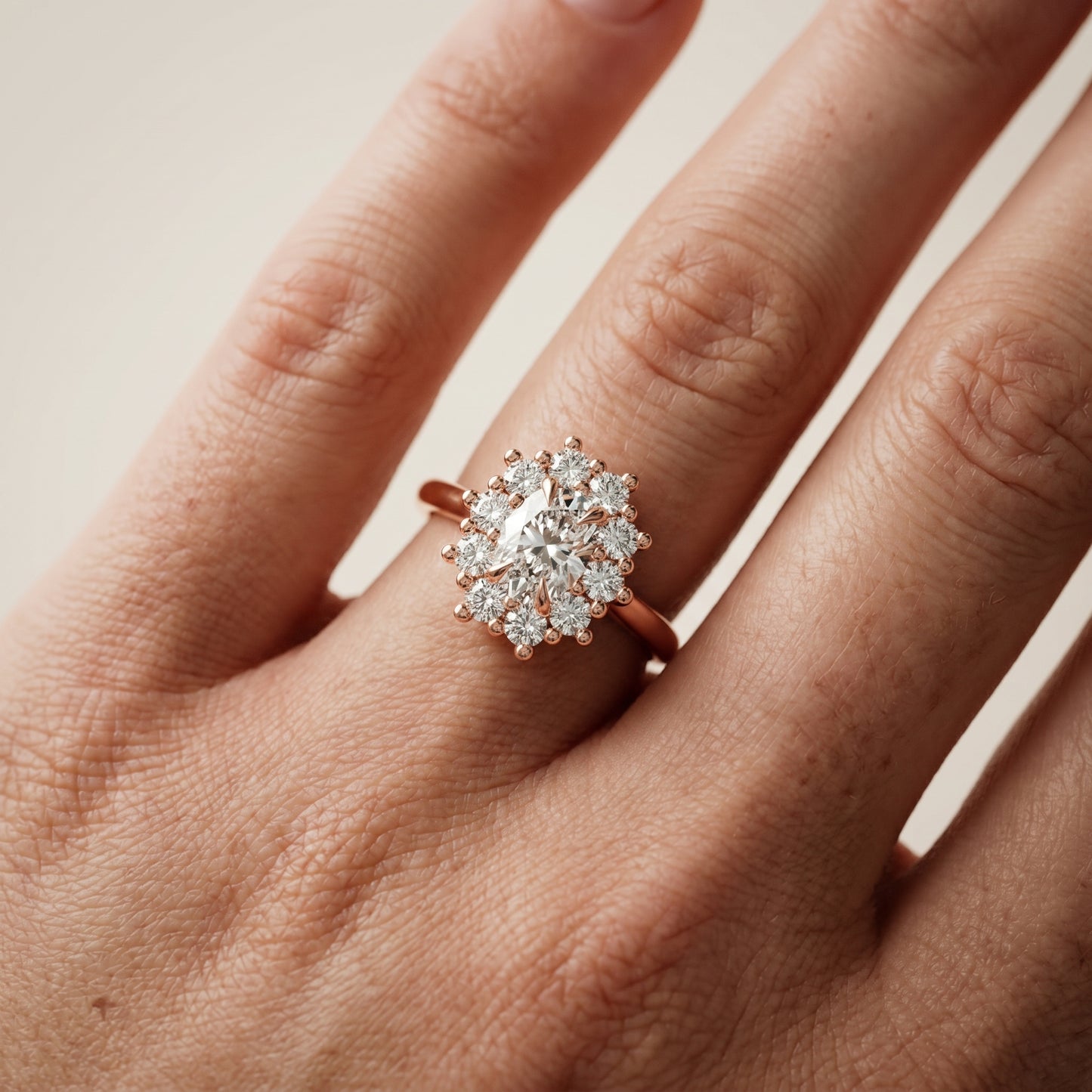Oval Cut Lab Grown Diamond Ring in Rose Gold