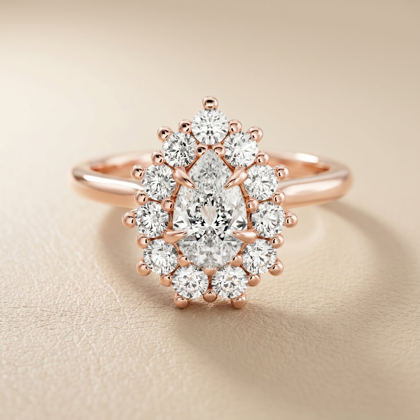 Pear Cut Lab Grown Diamond Ring in Rose Gold