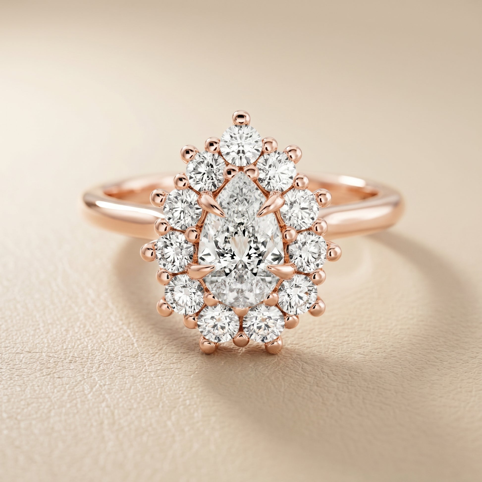 Pear Cut Lab Grown Diamond Ring in Rose Gold