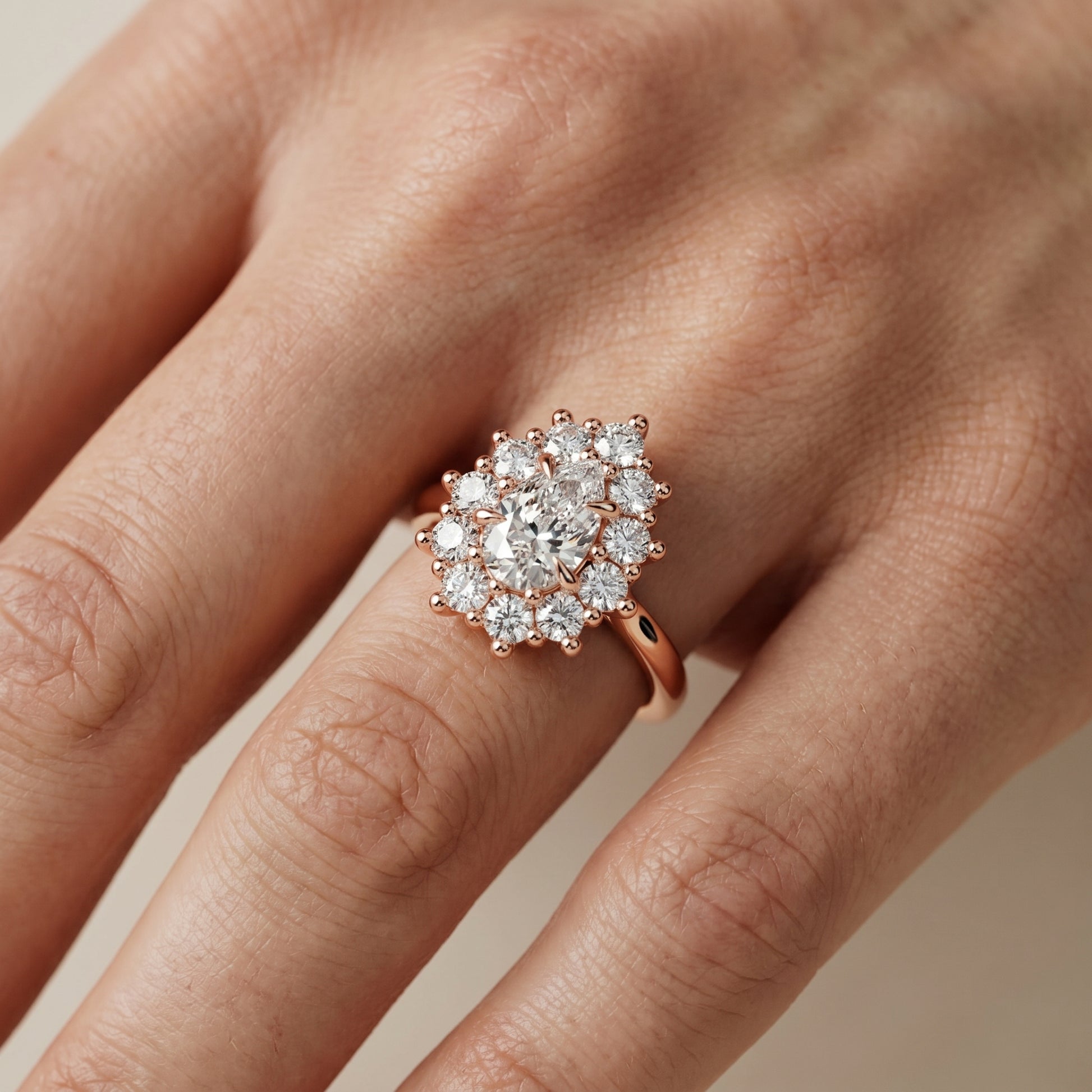 Pear Cut Lab Grown Diamond Ring in Rose Gold