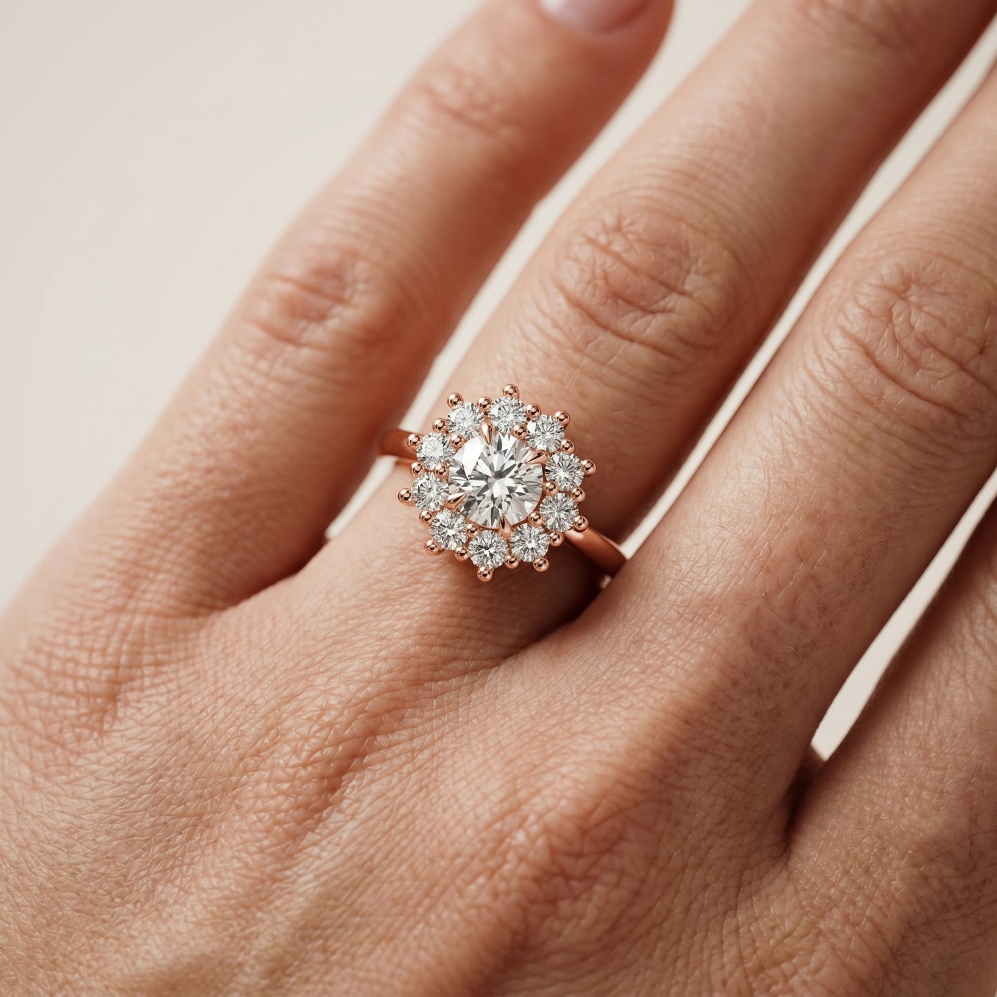 Round Cut Lab Grown Diamond Ring in Rose Gold