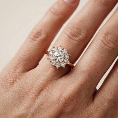 Round Cut Lab Grown Diamond Ring in Rose Gold