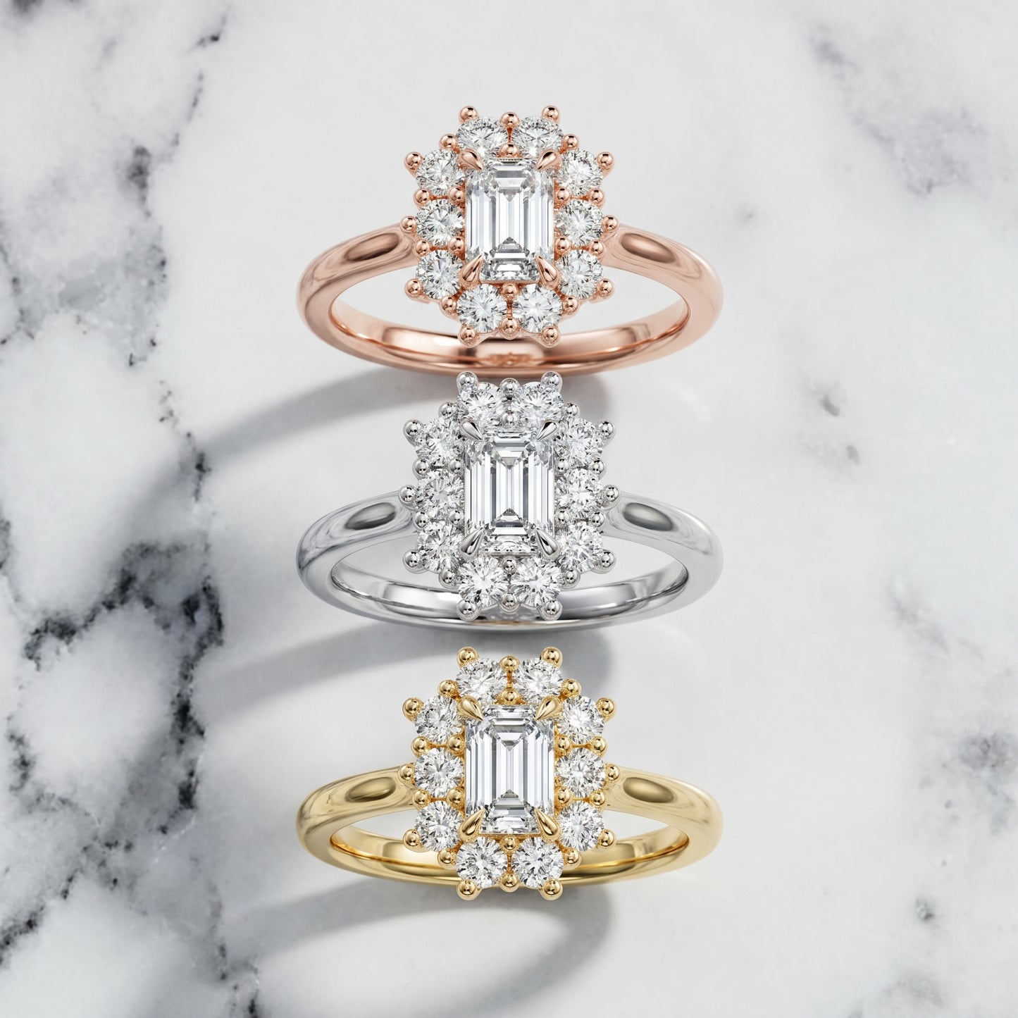 Emerald Cut Lab Grown Diamond Ring in Platinum
