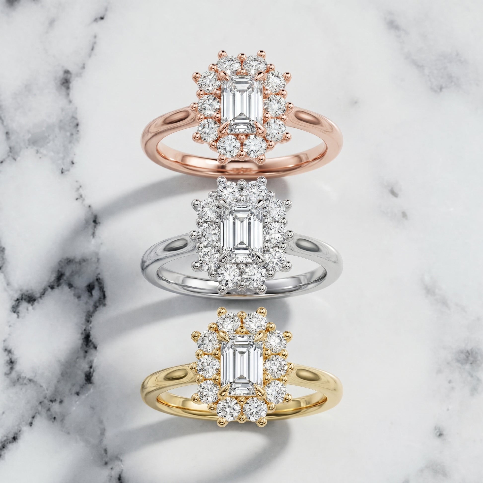 Emerald Cut Lab Grown Diamond Ring in Platinum