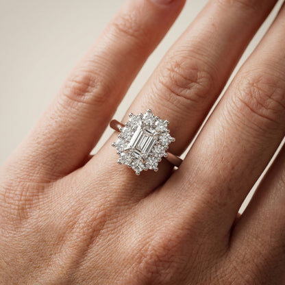 Emerald Cut Lab Grown Diamond Ring in Platinum