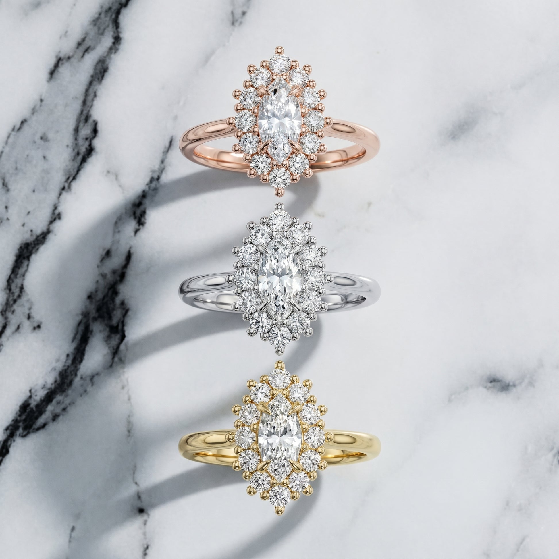 Marquise Cut Lab Grown Diamond Ring in Silver