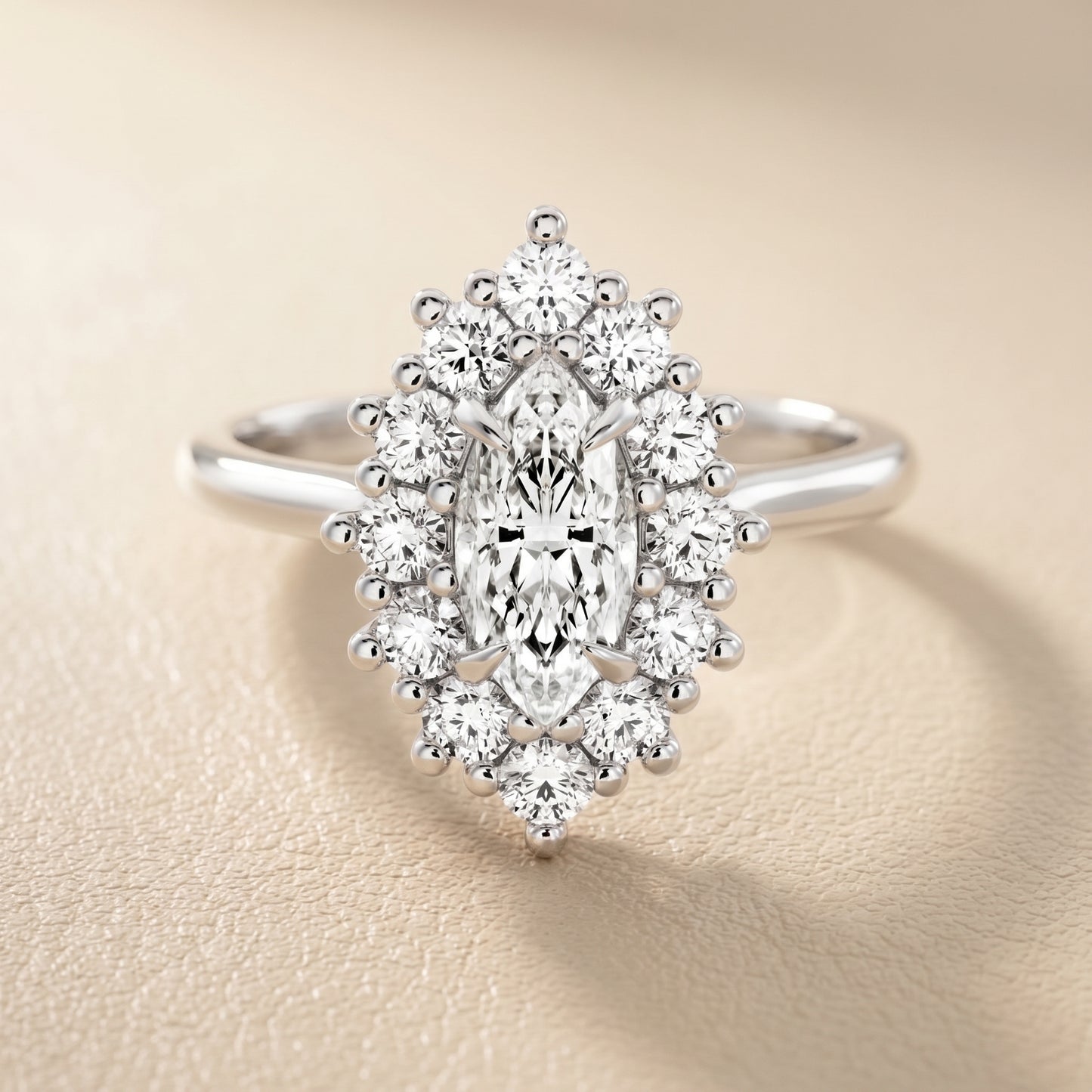 Marquise Cut Lab Grown Diamond Ring in Silver