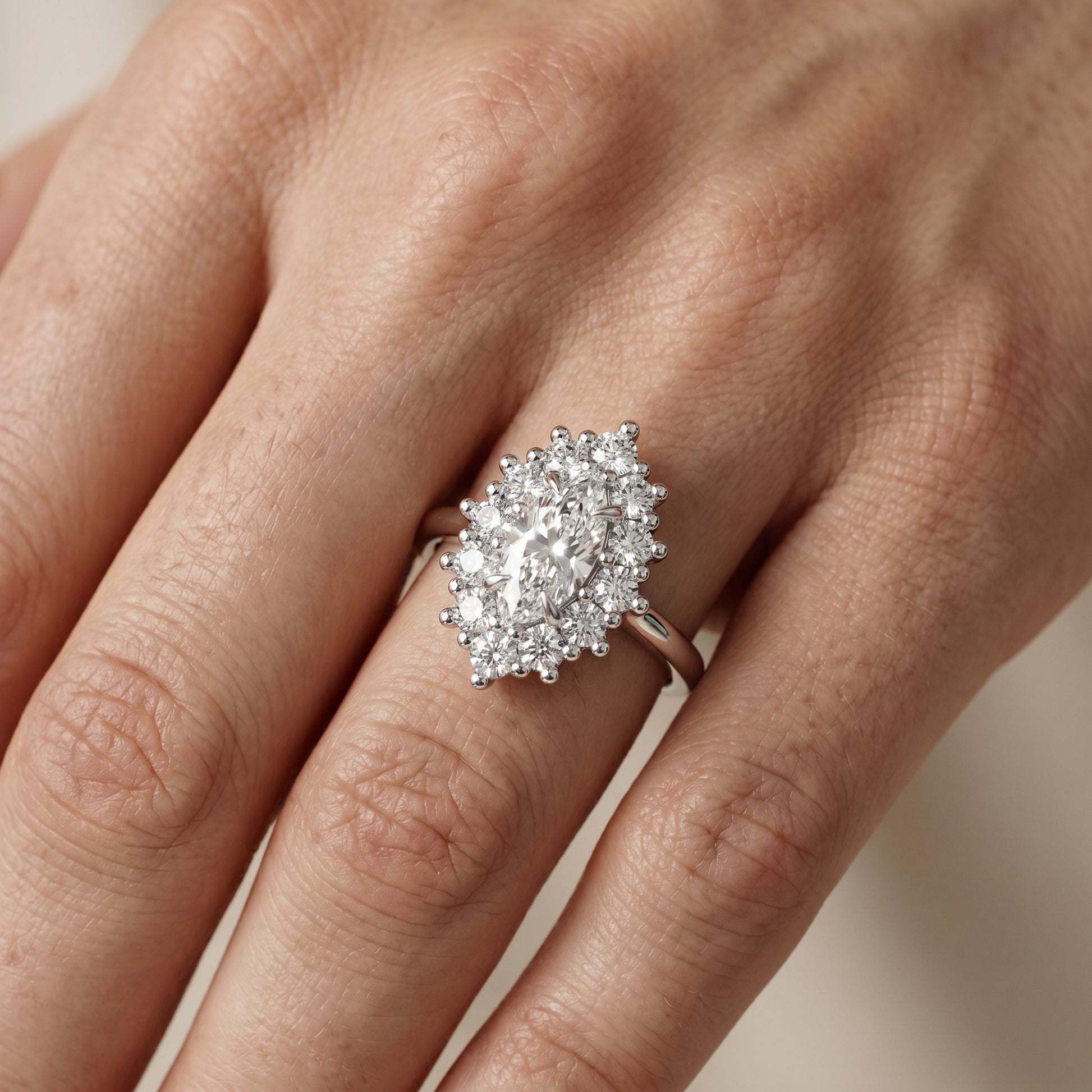 Marquise Cut Lab Grown Diamond Ring in Platinum