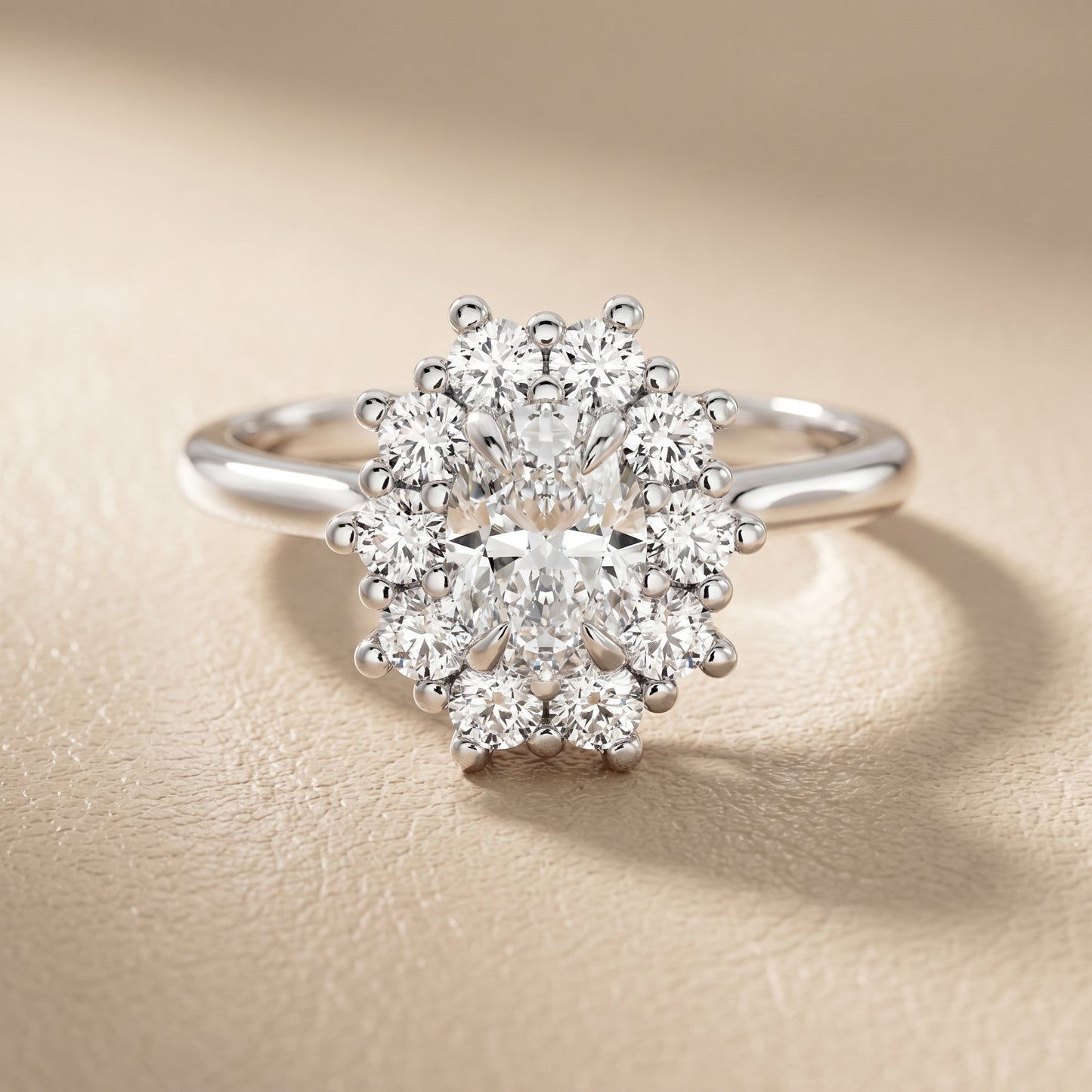 Oval Cut Lab Grown Diamond Ring in White Gold