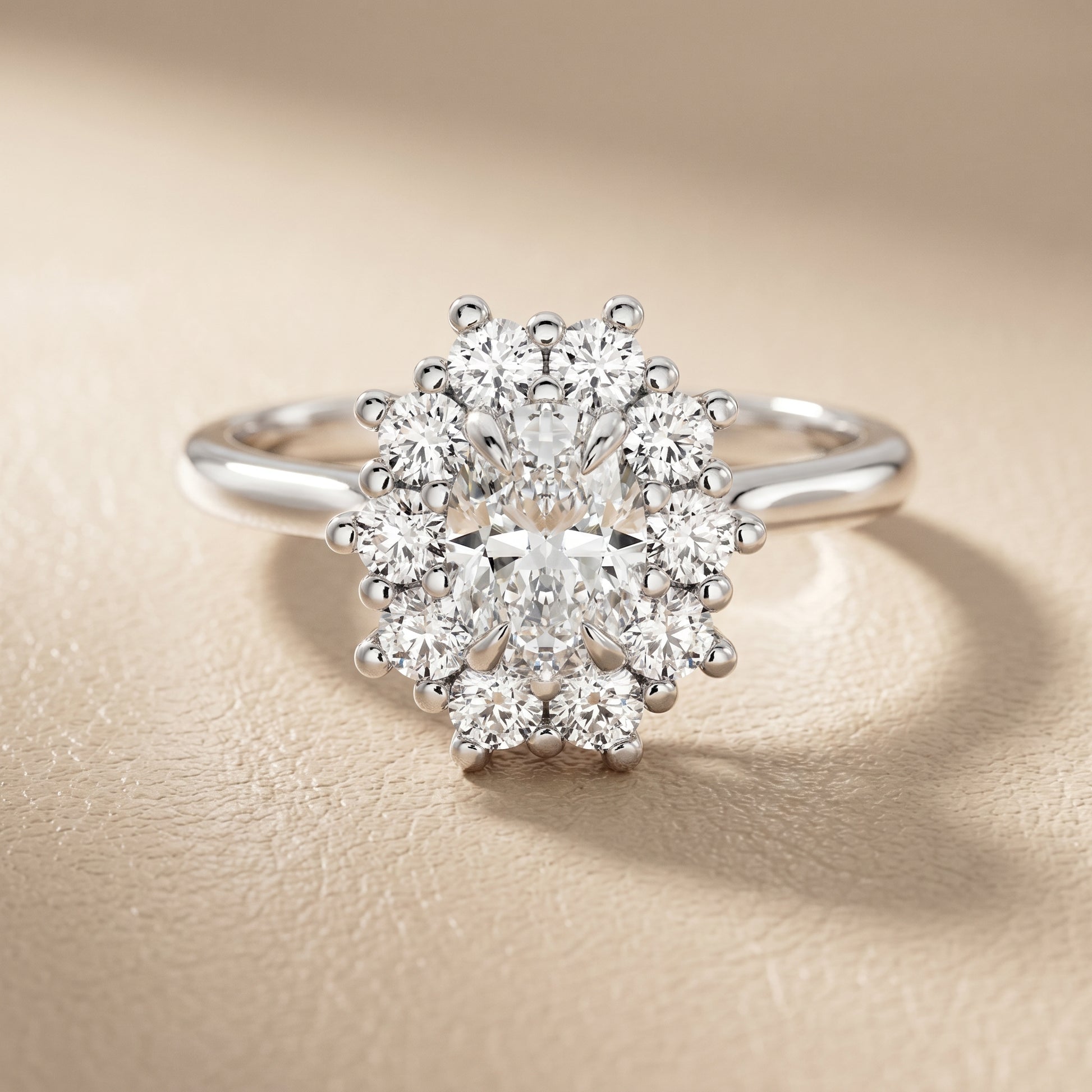 Oval Cut Lab Grown Diamond Ring in White Gold