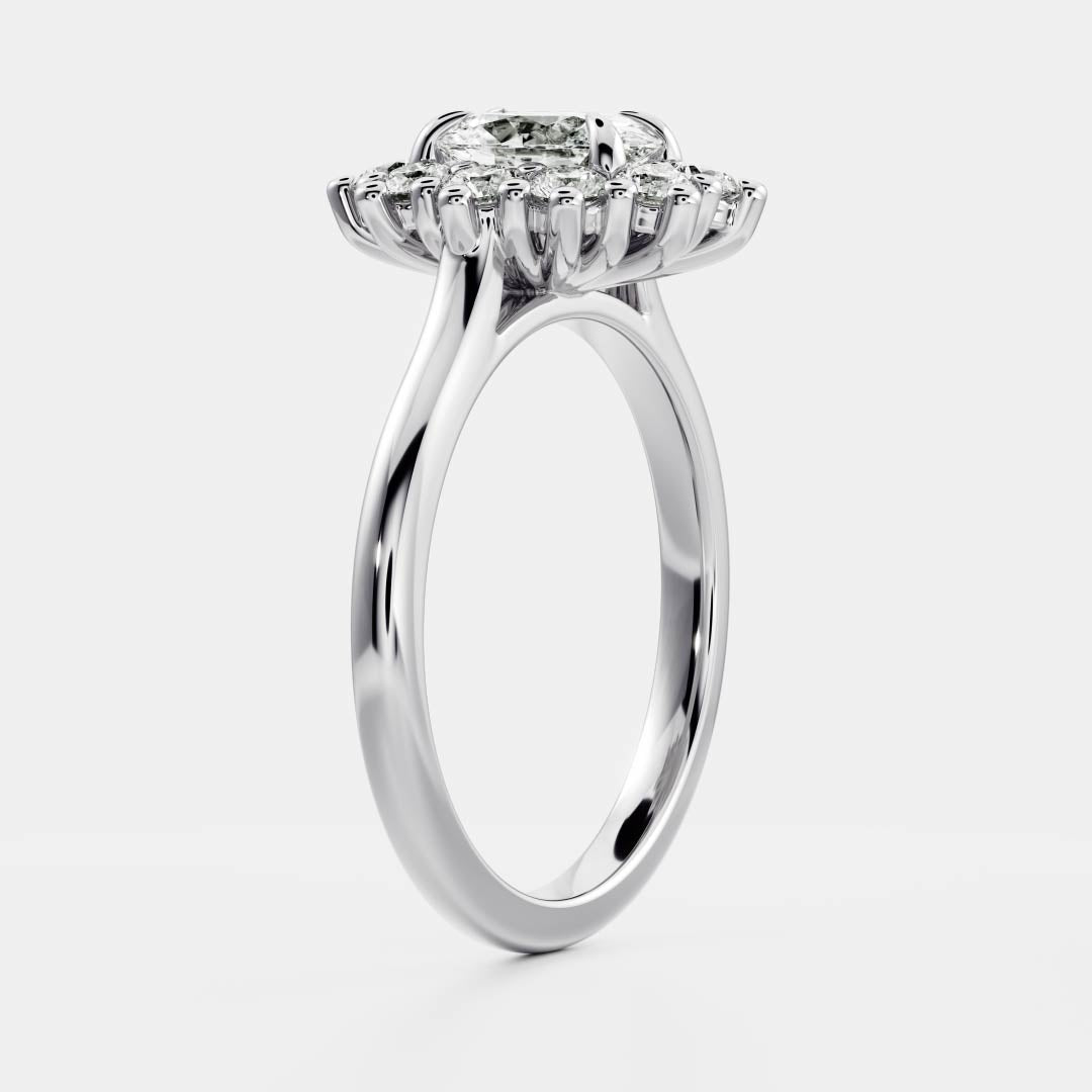 Oval Cut Lab Grown Diamond Ring in White Gold