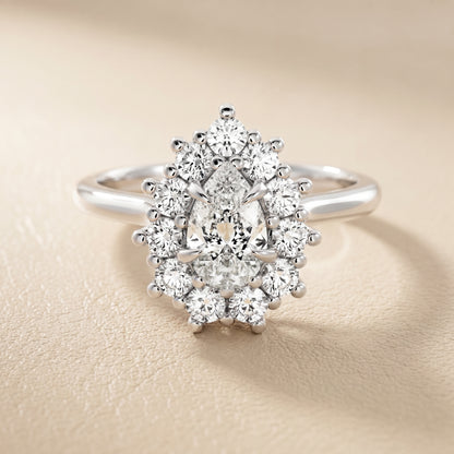 Pear Cut Lab Grown Diamond Ring in White Gold