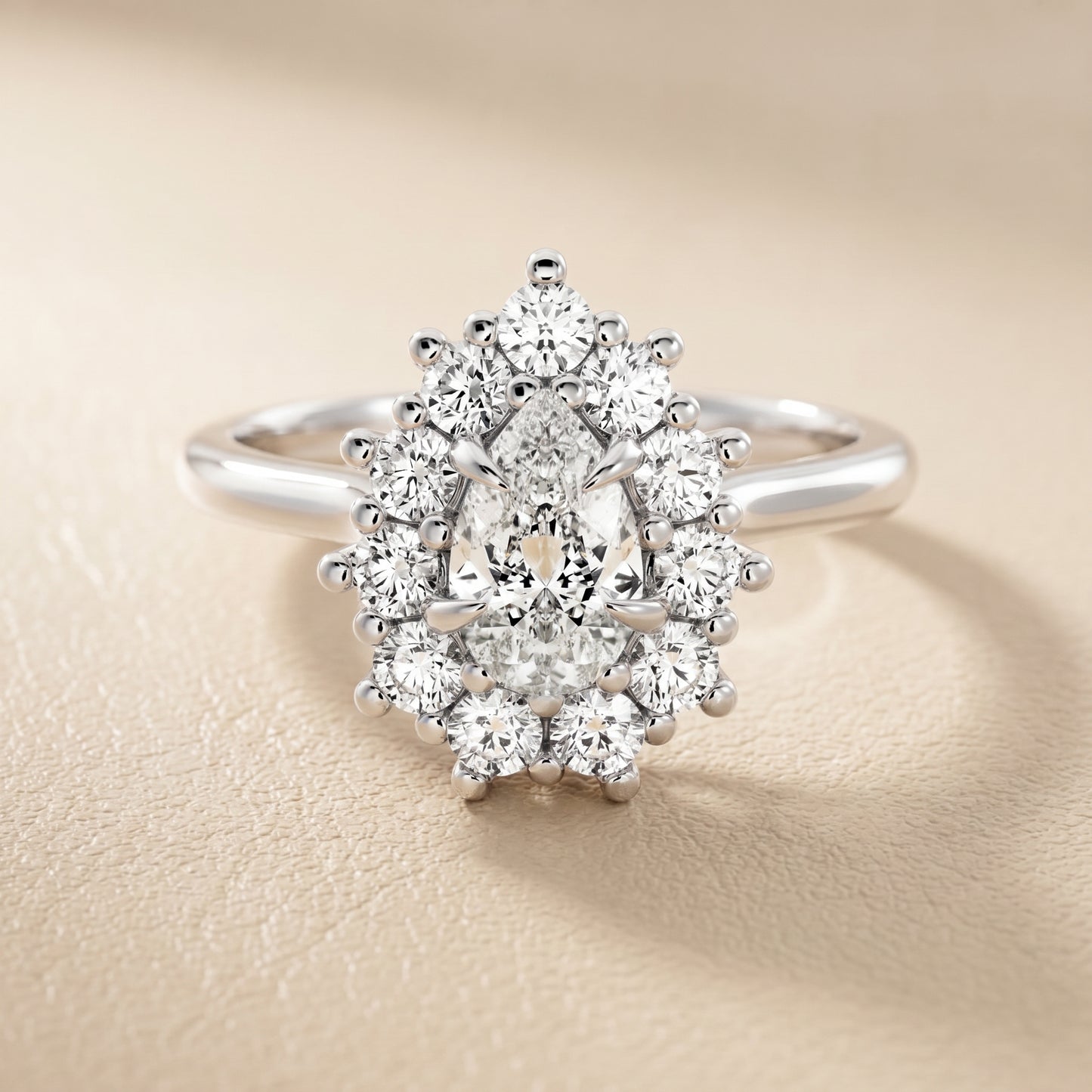 Pear Cut Lab Grown Diamond Ring in Silver