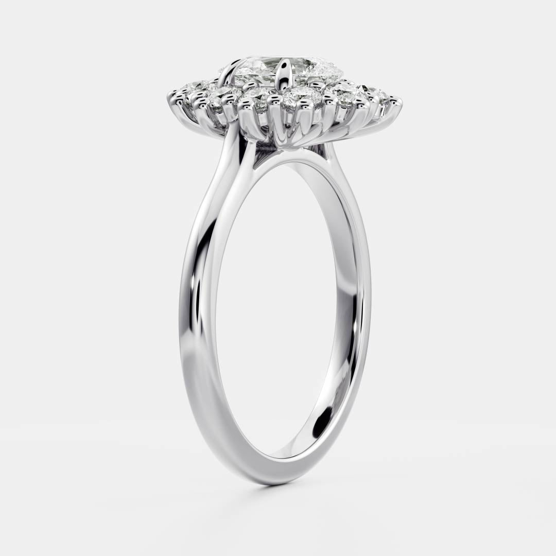 Pear Cut Lab Grown Diamond Ring in Silver