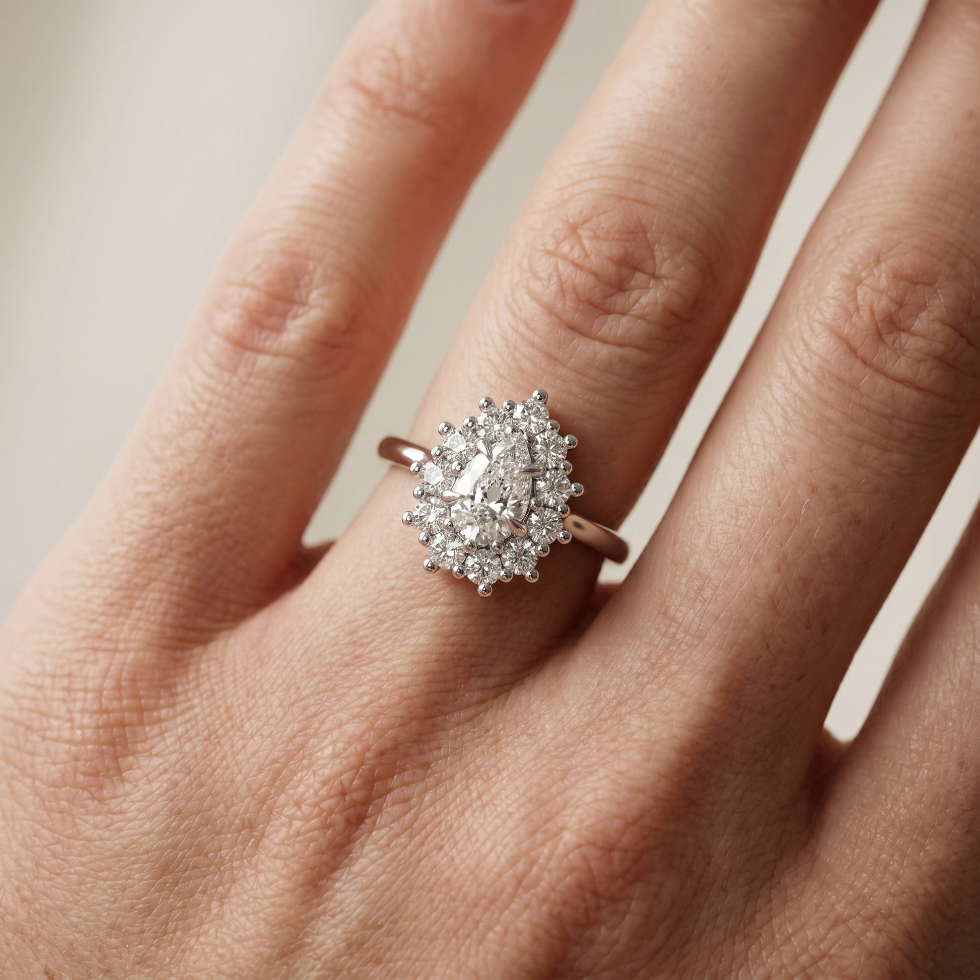 Pear Cut Lab Grown Diamond Ring in White Gold
