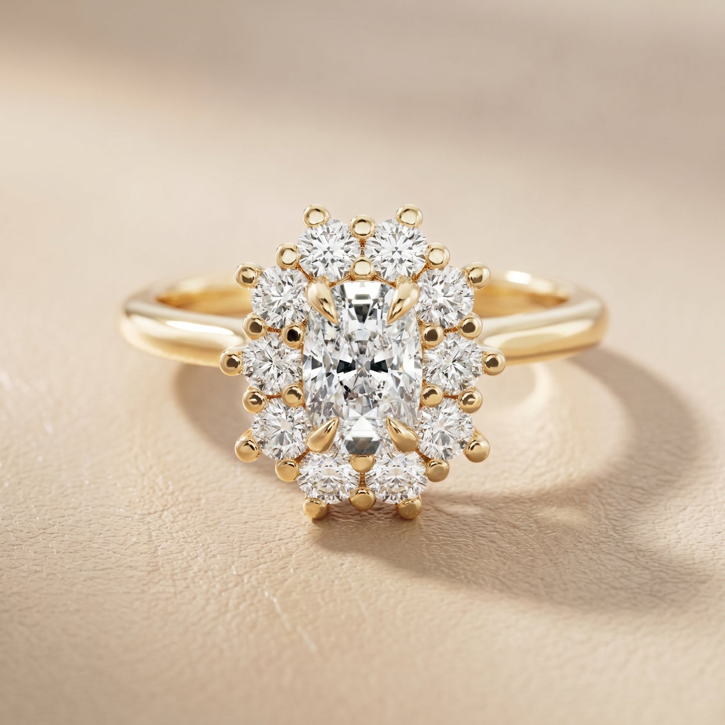 Cushion Cut Lab Grown Diamond Ring in Yellow Gold