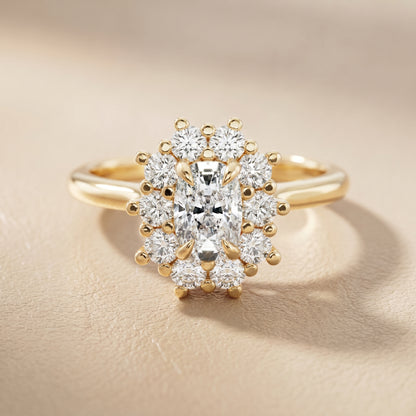 Cushion Cut Lab Grown Diamond Ring in Yellow Gold