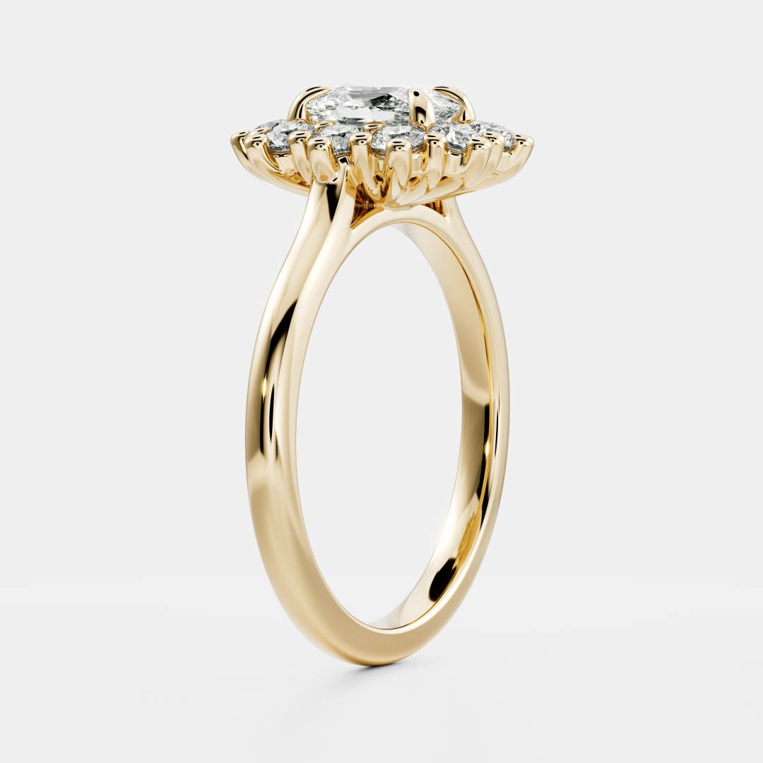 Cushion Cut Lab Grown Diamond Ring in Yellow Gold