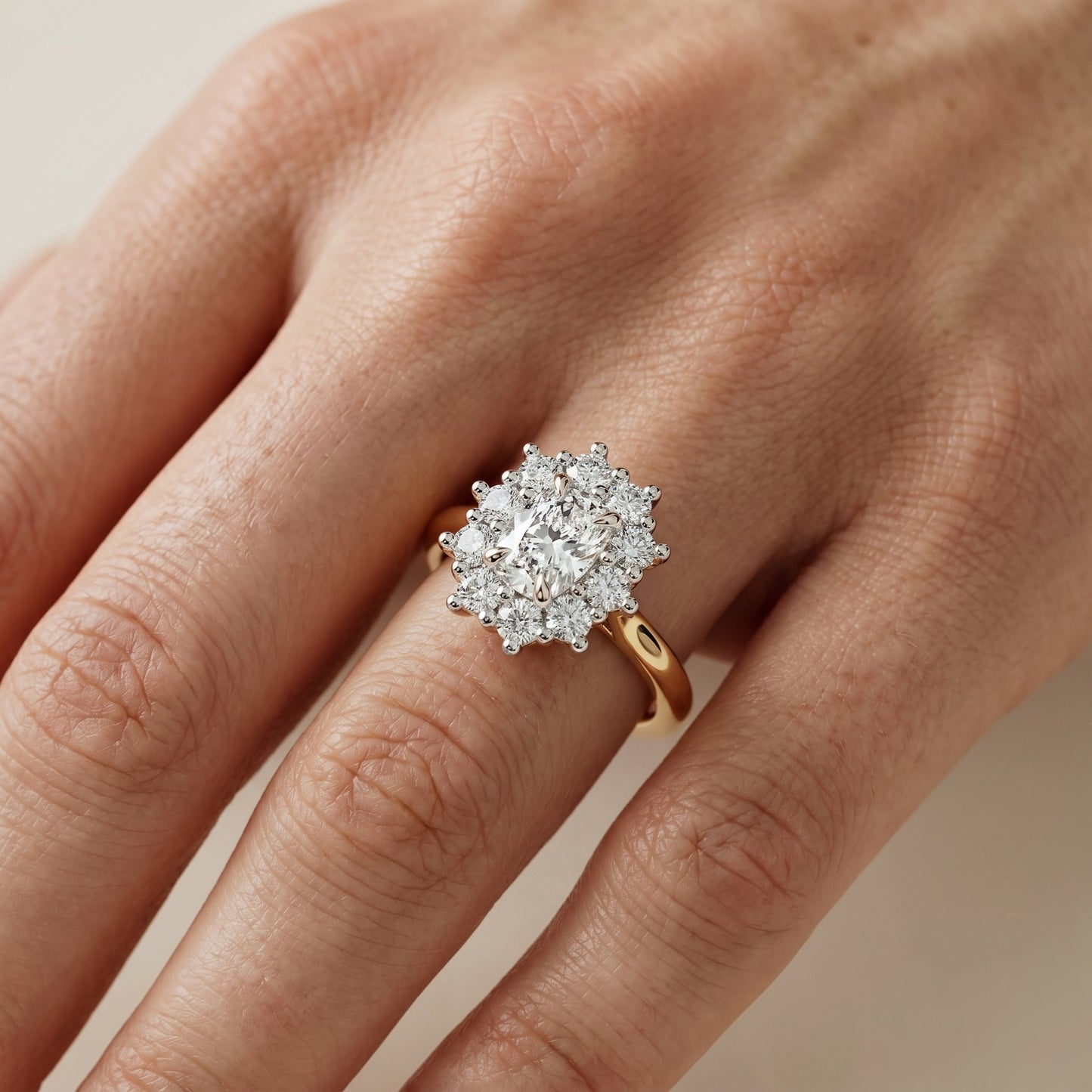 Cushion Cut Lab Grown Diamond Ring in Yellow Gold