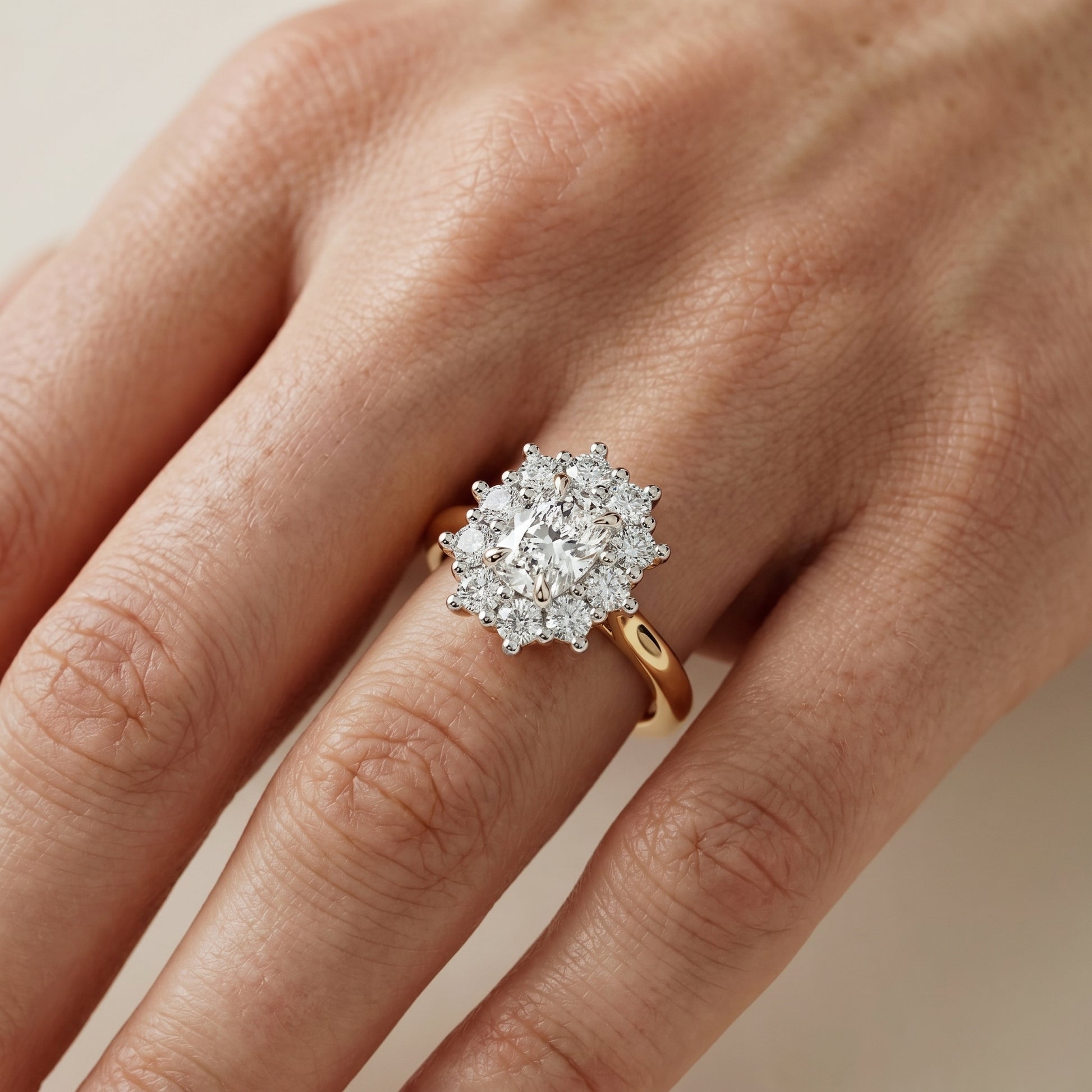 Cushion Cut Lab Grown Diamond Ring in Yellow Gold