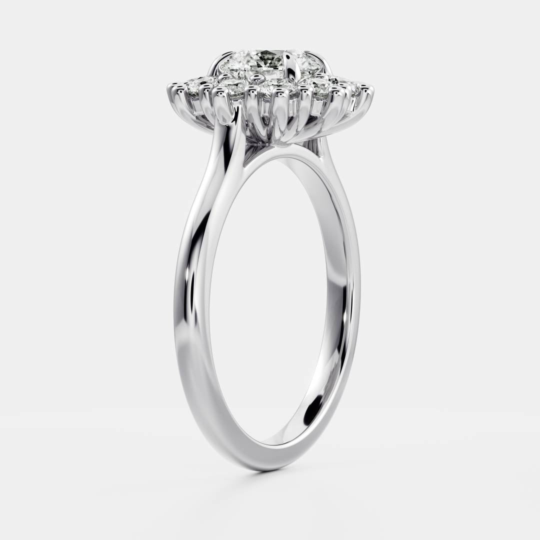 Round Cut Lab Grown Diamond Ring in Silver