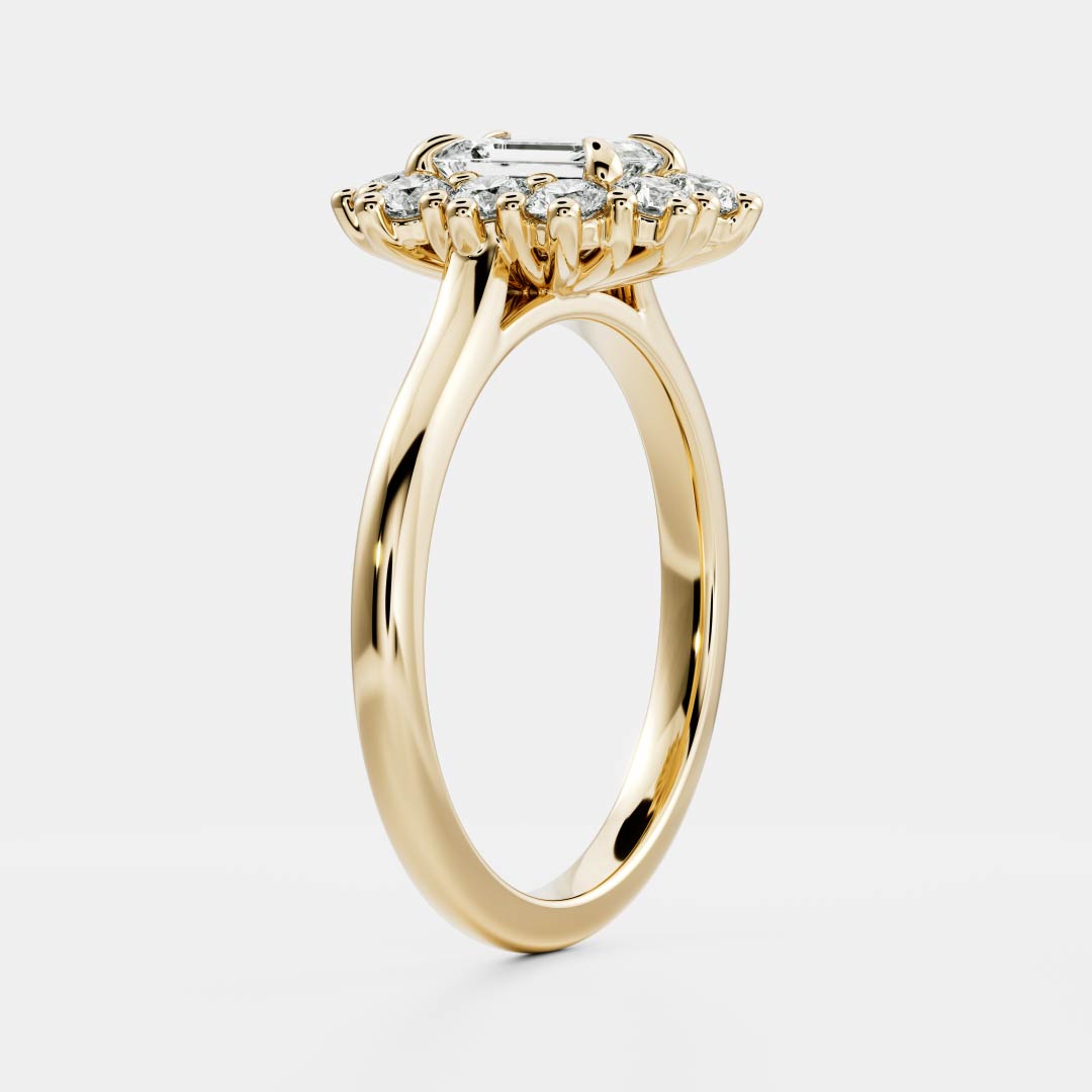Emerald Cut Lab Grown Diamond Ring in Yellow Gold