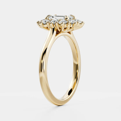 Emerald Cut Lab Grown Diamond Ring in Yellow Gold