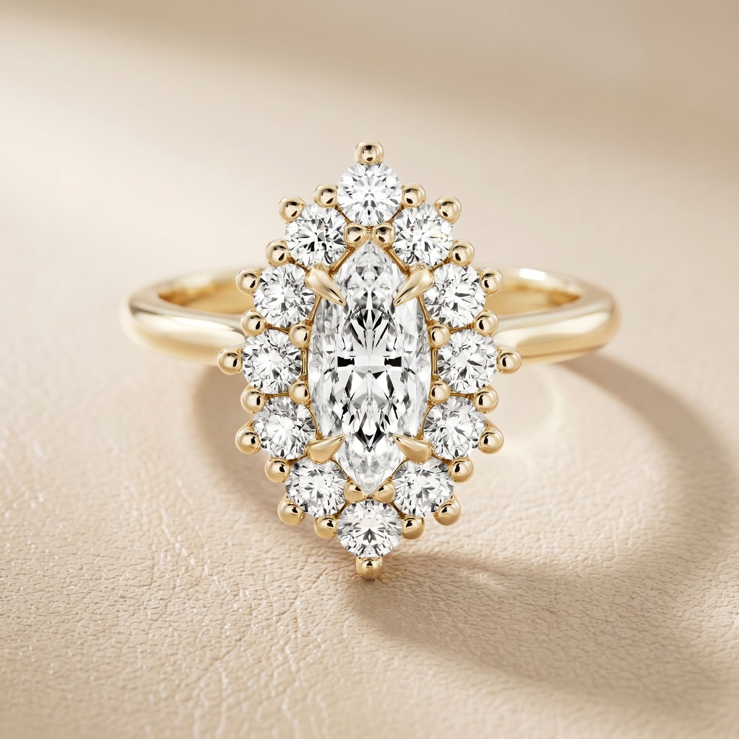 Marquise Cut Lab Grown Diamond Ring in Yellow Gold