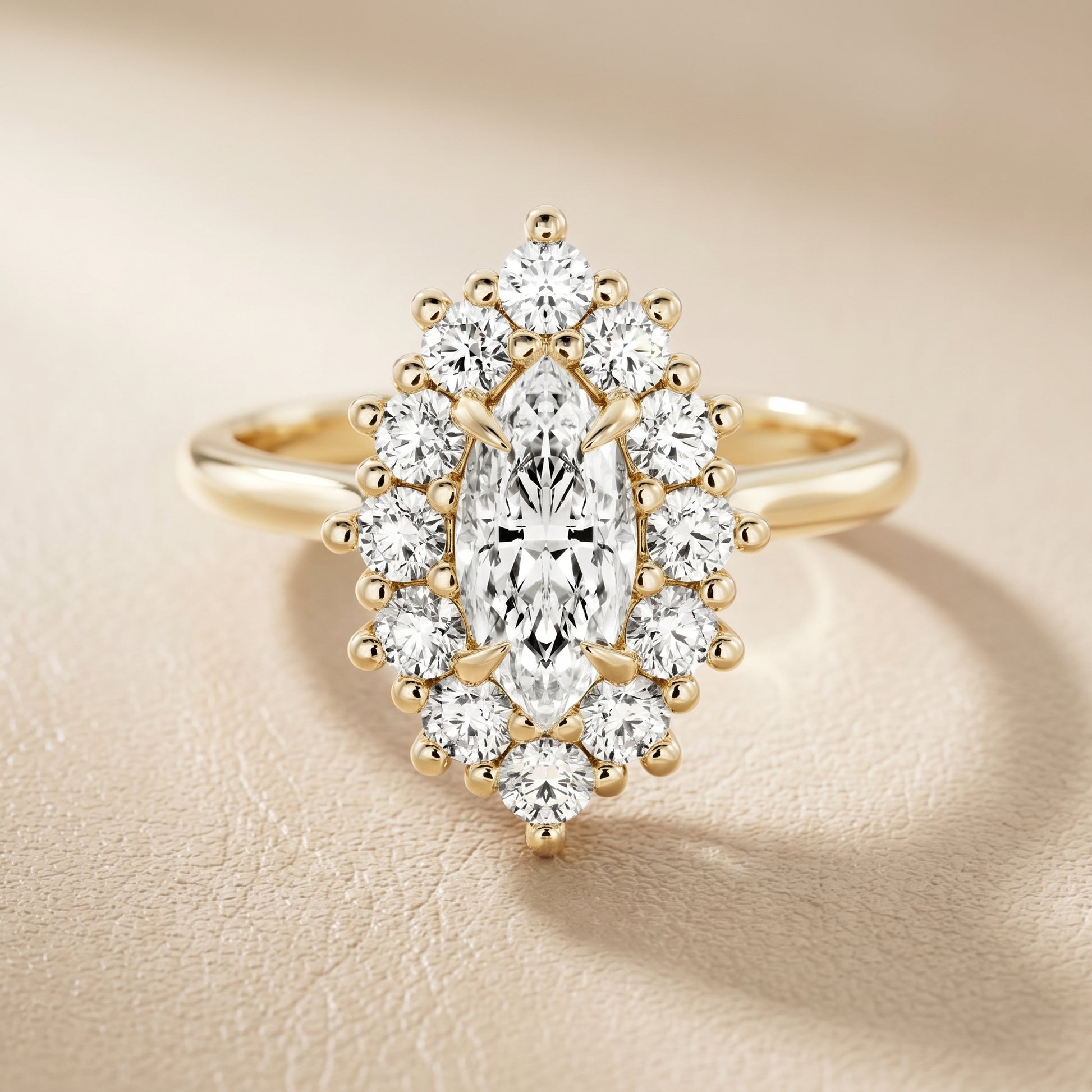 Marquise Cut Lab Grown Diamond Ring in Yellow Gold