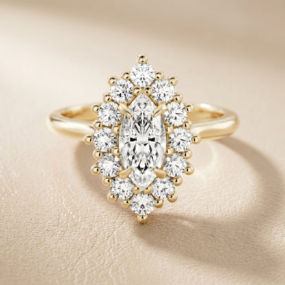Marquise Cut Lab Grown Diamond Ring in Yellow Gold