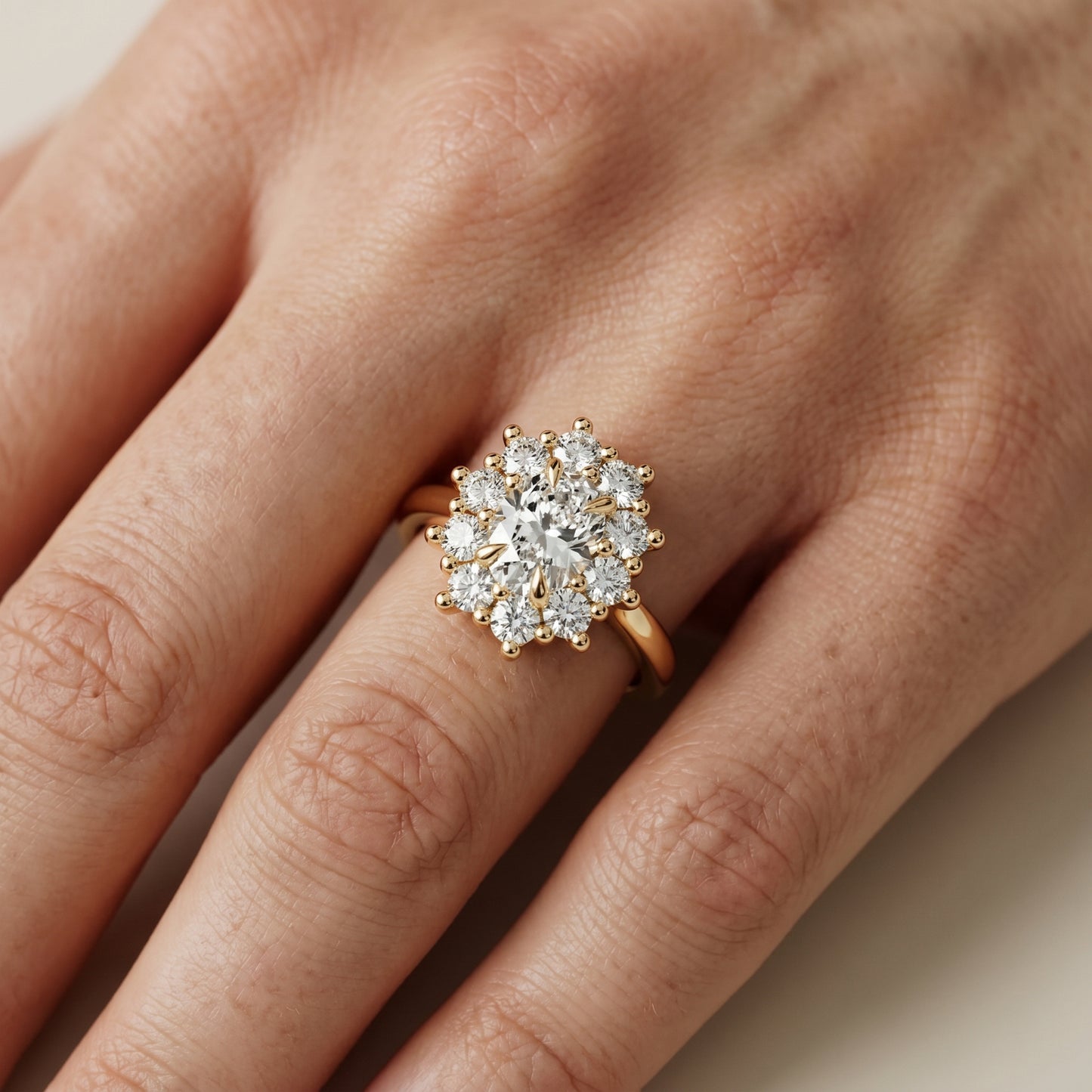 Oval Cut Lab Grown Diamond Ring in Yellow Gold