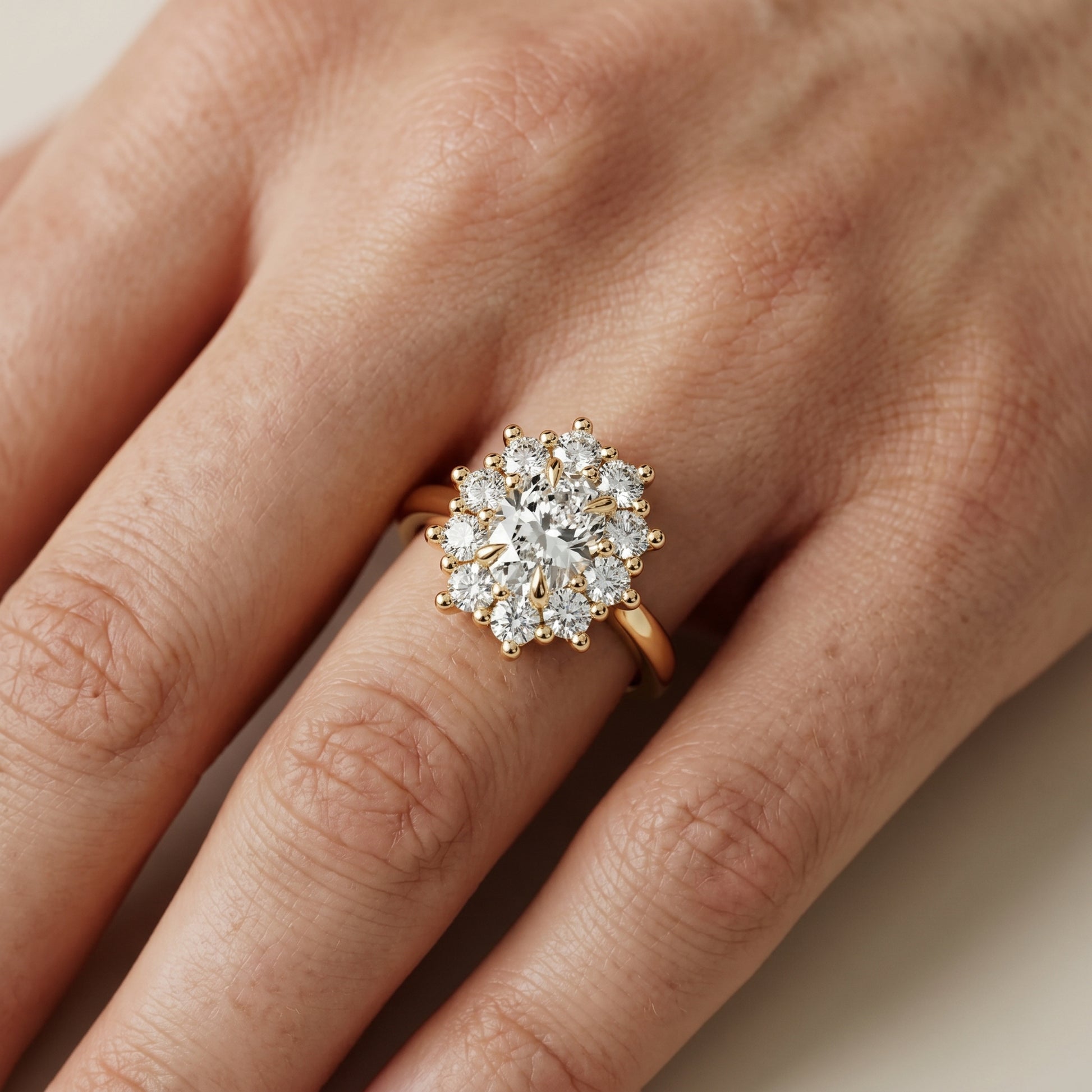 Oval Cut Lab Grown Diamond Ring in Yellow Gold
