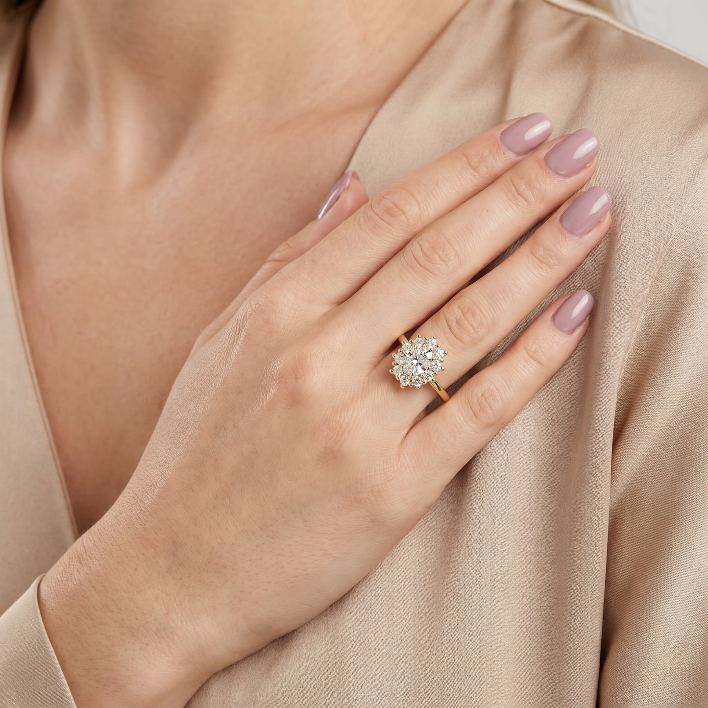 Oval Cut Lab Grown Diamond Ring in Yellow Gold