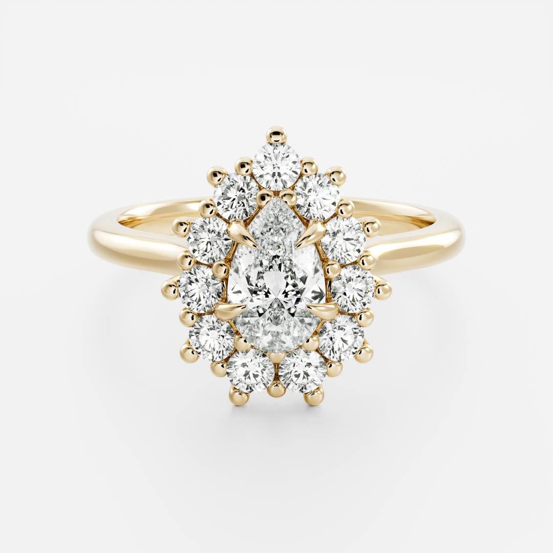 Pear Cut Lab Grown Diamond Ring in Yellow Gold