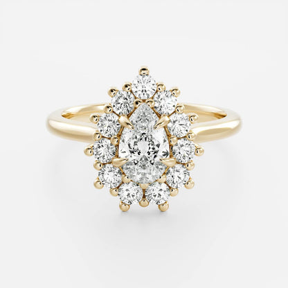 Pear Cut Lab Grown Diamond Ring in Yellow Gold