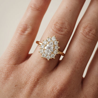 Pear Cut Lab Grown Diamond Ring in Yellow Gold