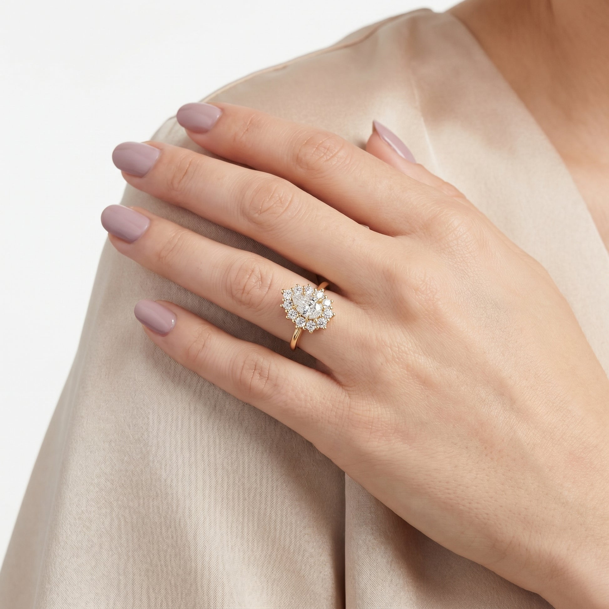 Pear Cut Lab Grown Diamond Ring in Yellow Gold