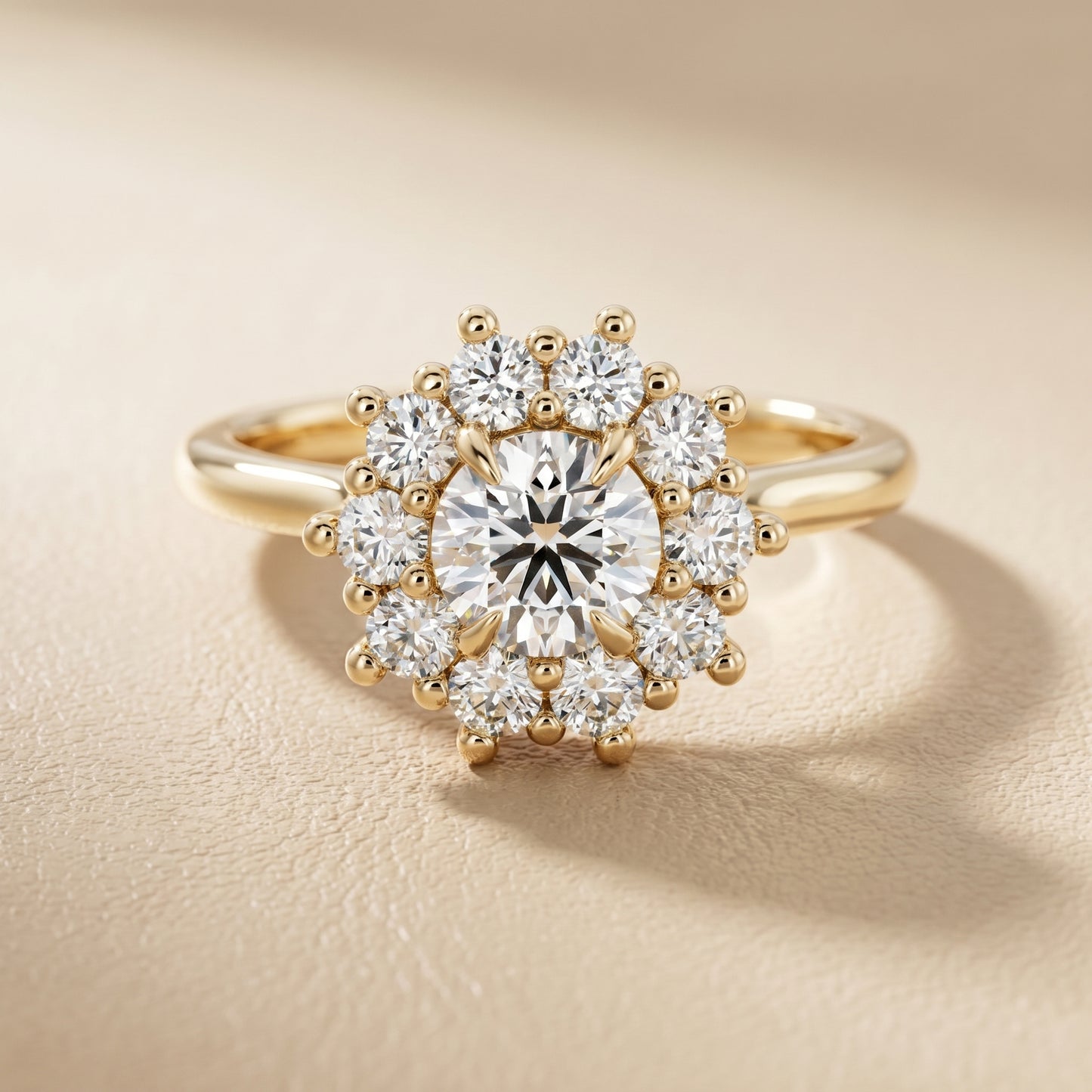 Round Cut Lab Grown Diamond Ring in Yellow Gold