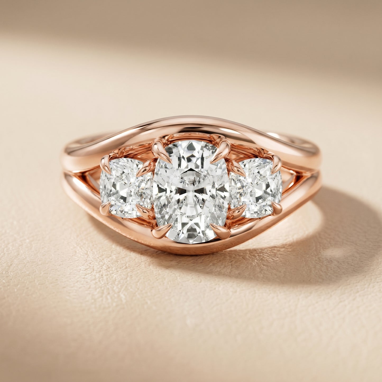 Cushion Cut Lab Grown Diamond Ring in Rose Gold