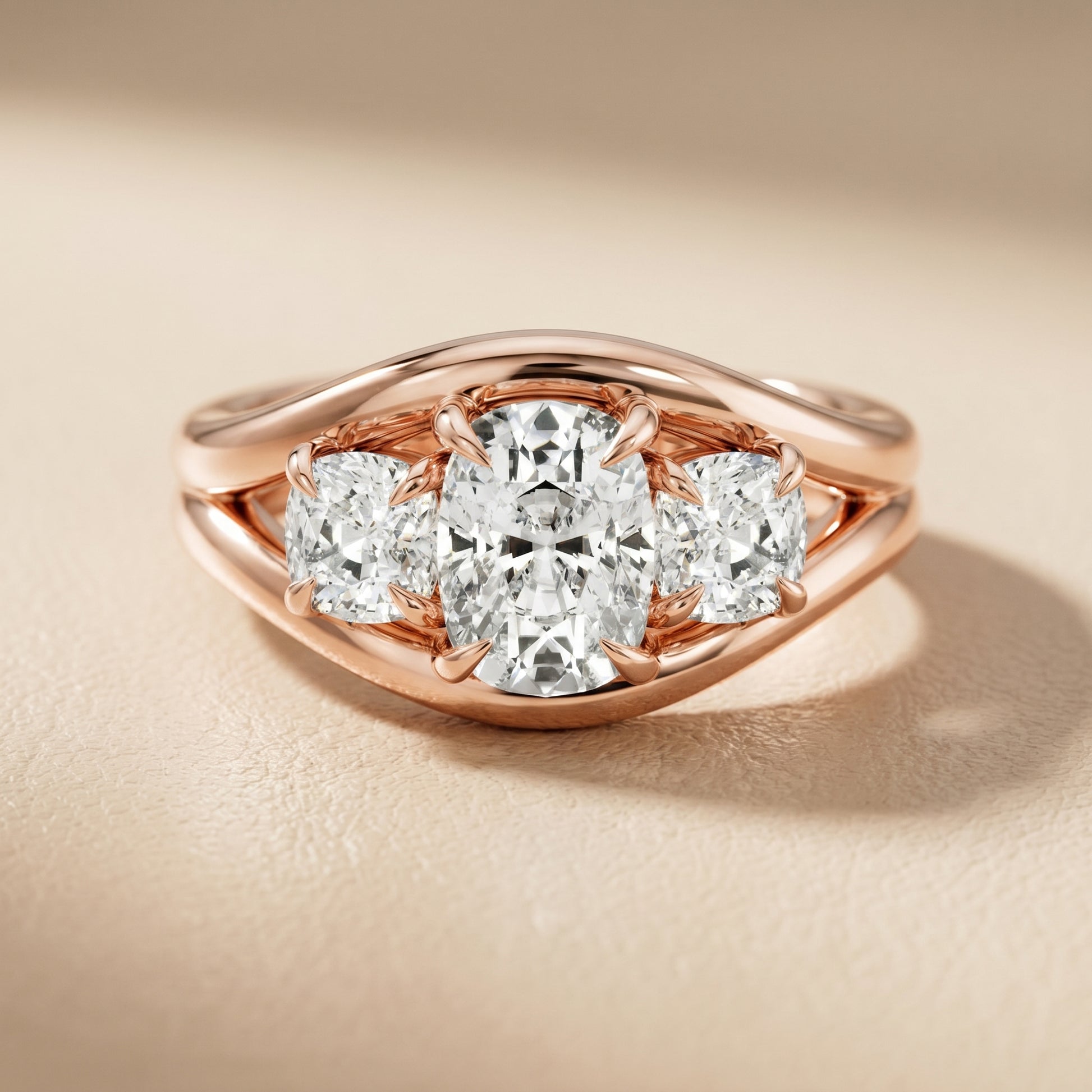 Cushion Cut Lab Grown Diamond Ring in Rose Gold