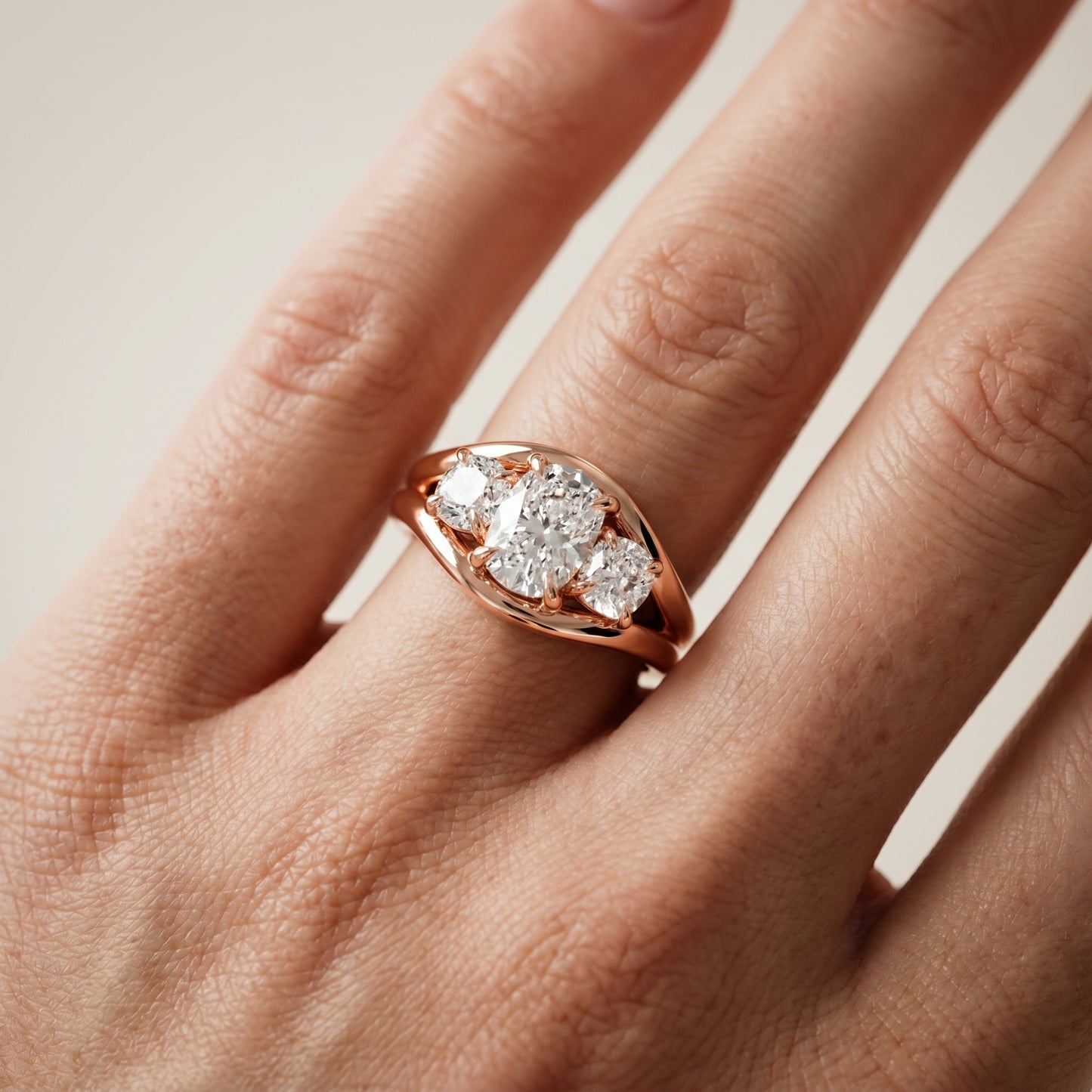 Cushion Cut Lab Grown Diamond Ring in Rose Gold