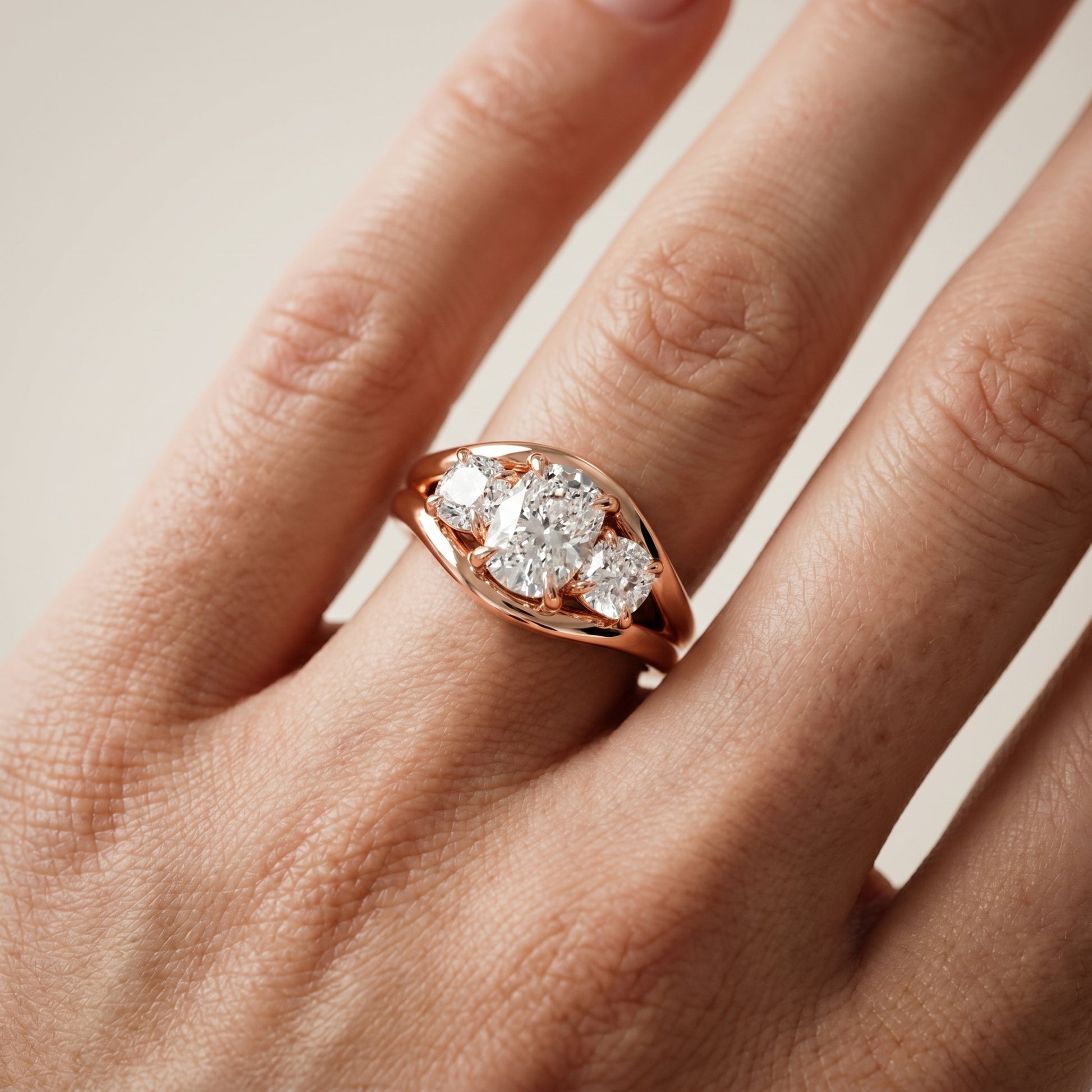 Cushion Cut Lab Grown Diamond Ring in Rose Gold